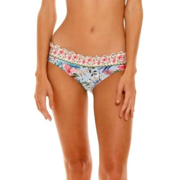 Agua Bendita Zoe Bikini Bottom In Sally Floral Blue Size 3XL NWT - Picture 1 of 6